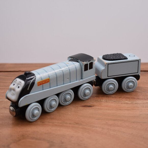 Spencer & Tender Thomas and Friends Wooden Railway Engine Trains Magnetic 2003 - Picture 1 of 9